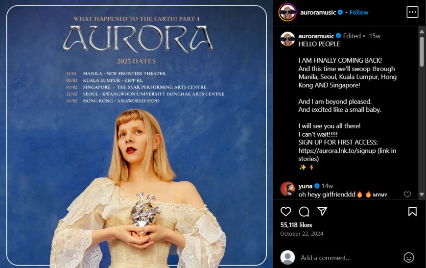 Norwegian Singer AURORA to Hold  Concert in the Philippines in January 2025