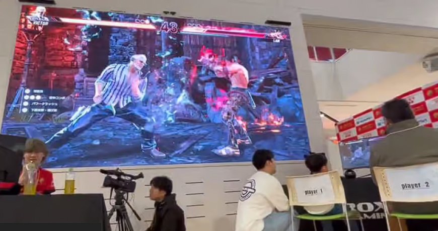 Harada reacts as a 5-year-old participates in a Tekken tournament despite the game's teen rating.